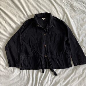 Black denim oversized jacket size large flaws